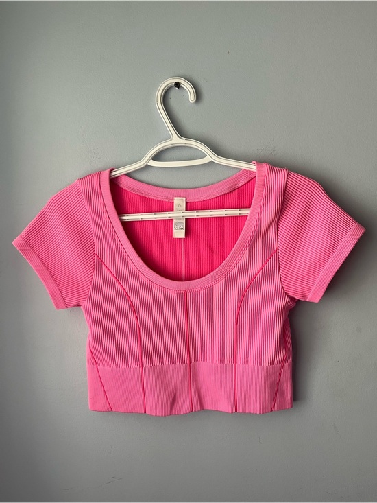 aerie Tops - Aerie Offline Seamless Corset Ribbed Stretch Crop Top Size M Hot Pink Barbie